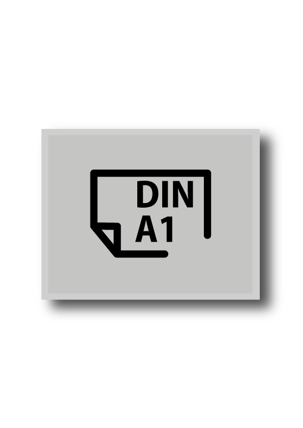 Plakat DIN A1 quer (841 x 594 mm) einseitig 5/0-farbig bedruckt (CMYK 4-farbig + 1 Sonderfarbe HKS oder Pantone)
